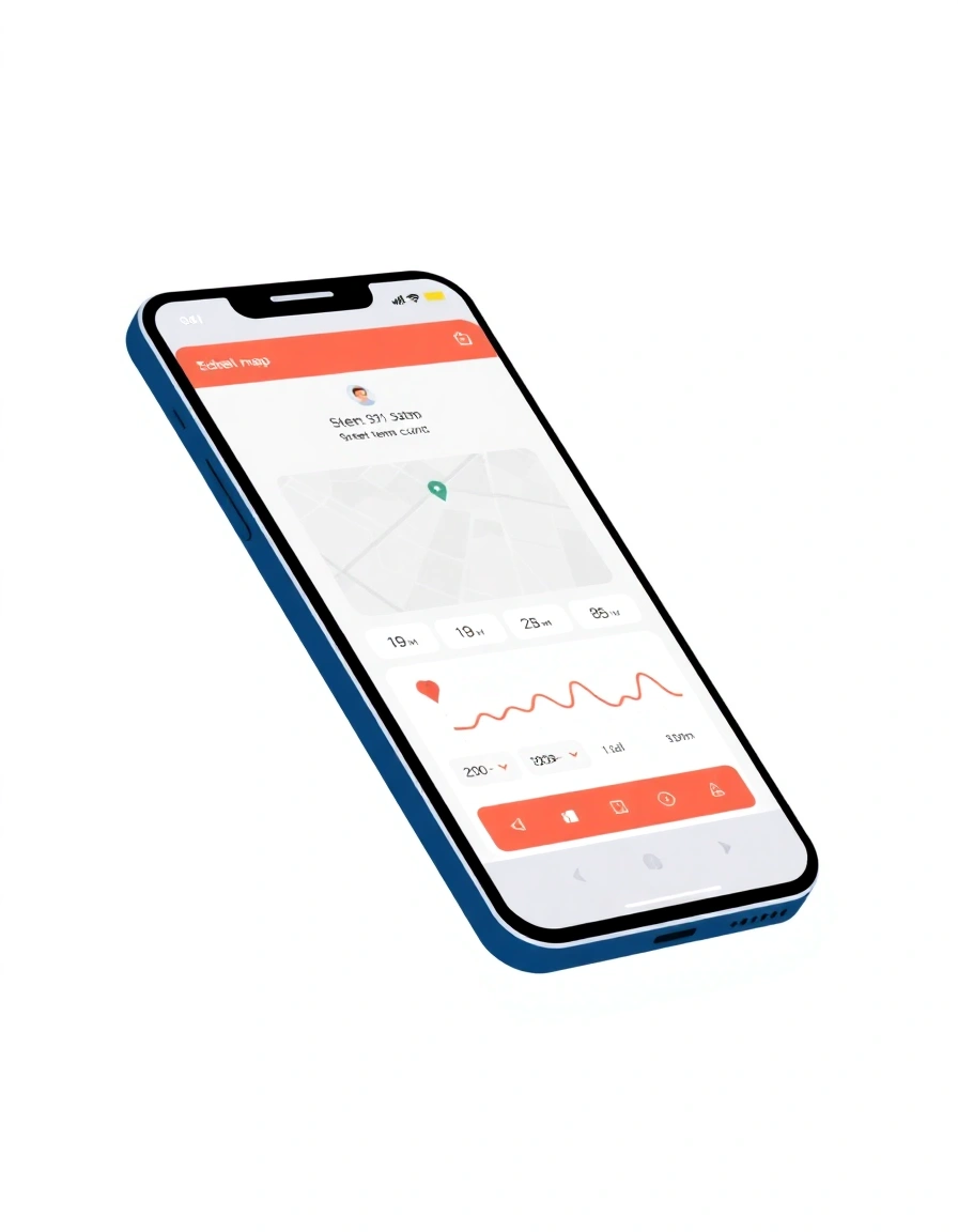 JAMES App Illustration – GPS-Ortung, Vitaldaten und Puls-Monitoring